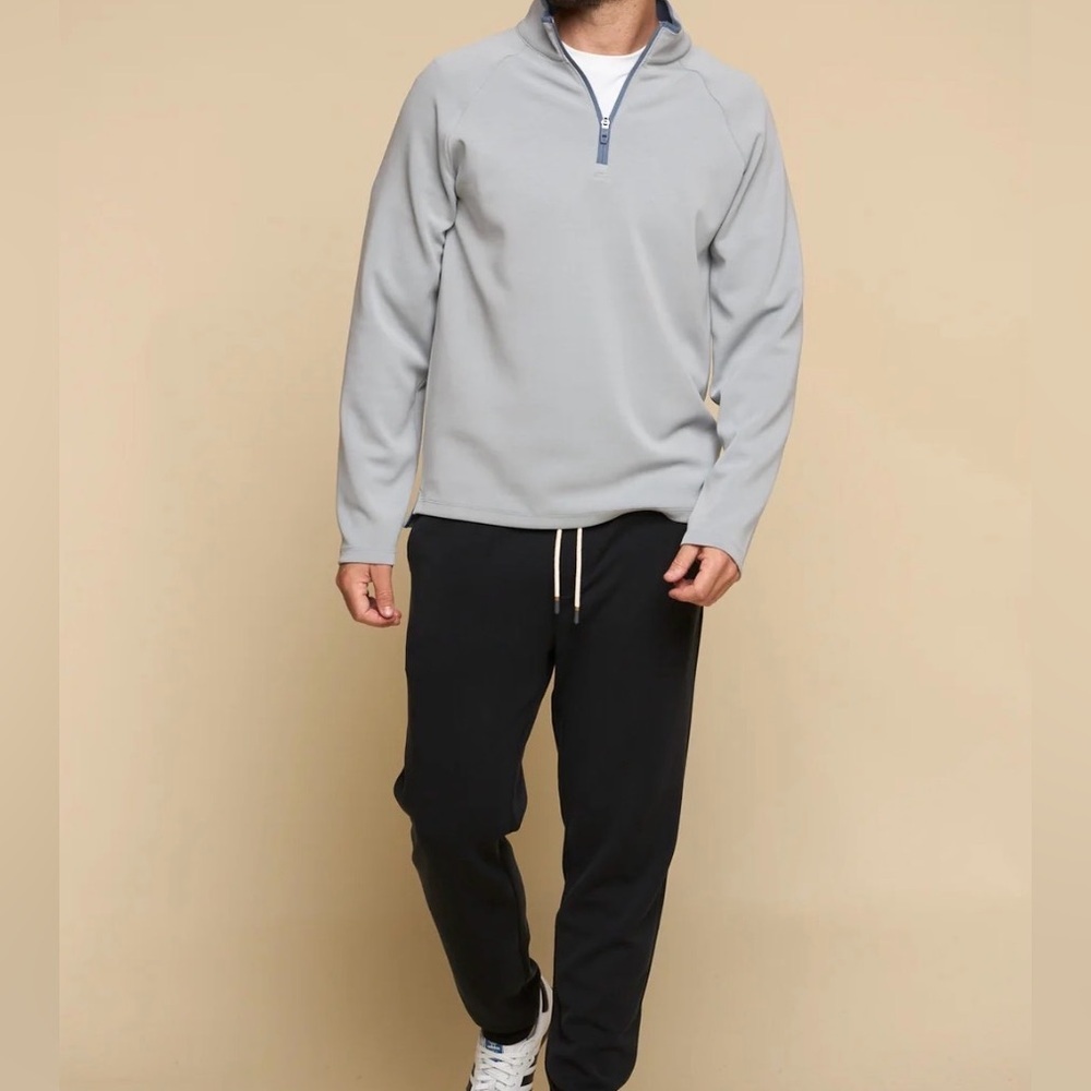 Fundamental Coast Men's Gray Quarter-Zip Sweatshirt | Athleisure | Relaxed Fit